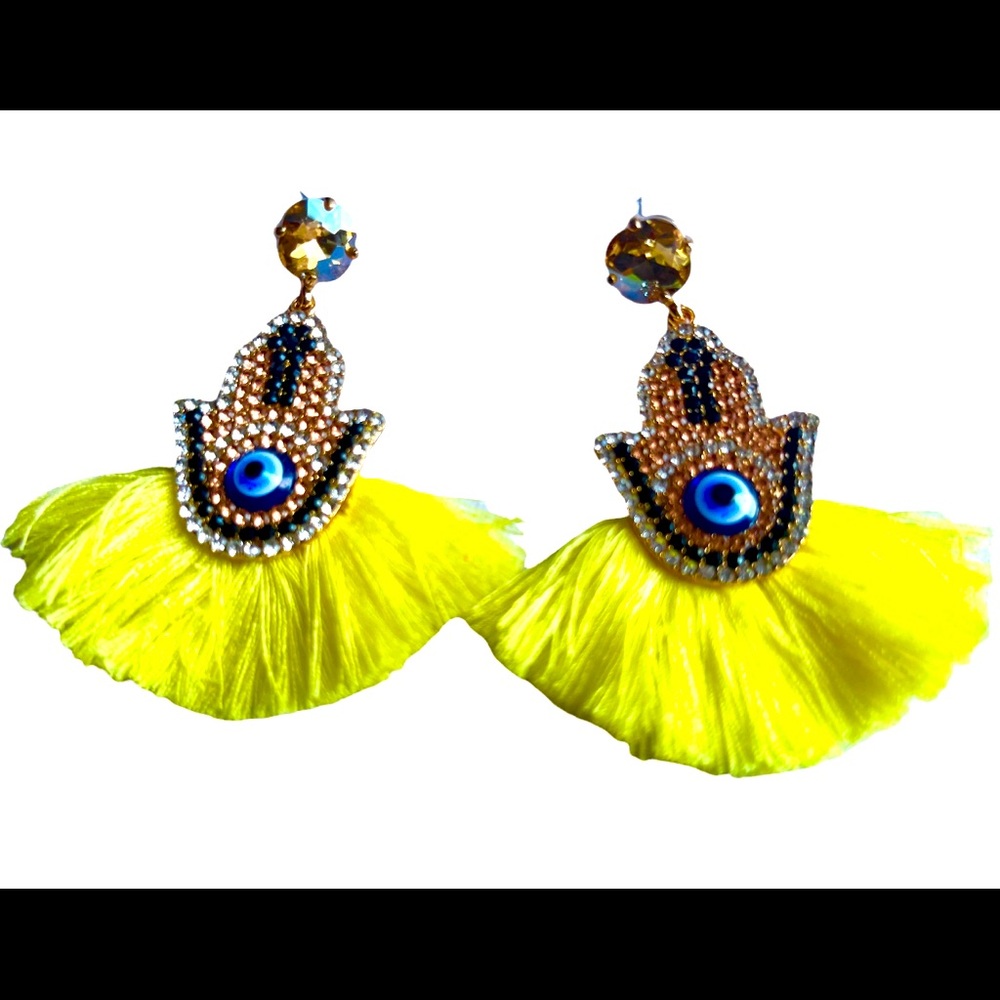 Evil eye dangling earrings
